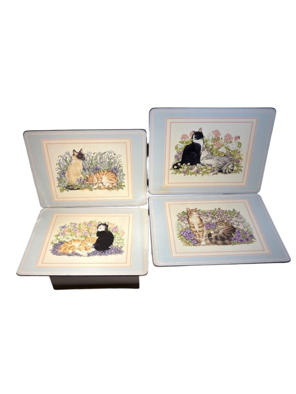 Pimpernel Garden Cats Placemats Cork Backing Set Of 4 With Original Box 12 x 9"